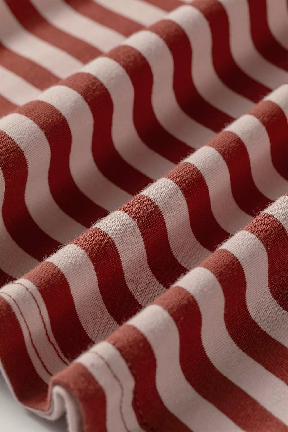 Stripe Relaxed Long Sleeve Top Contrast Elastic Waistband Short Set - Lilixa.store
