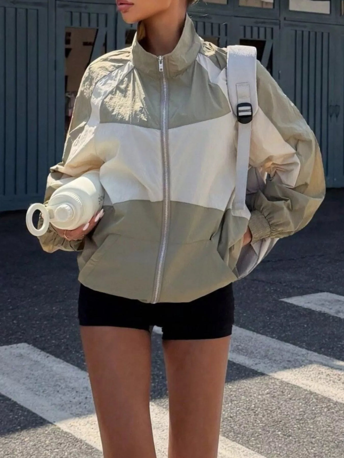 Color Block Zip-Up Jacket