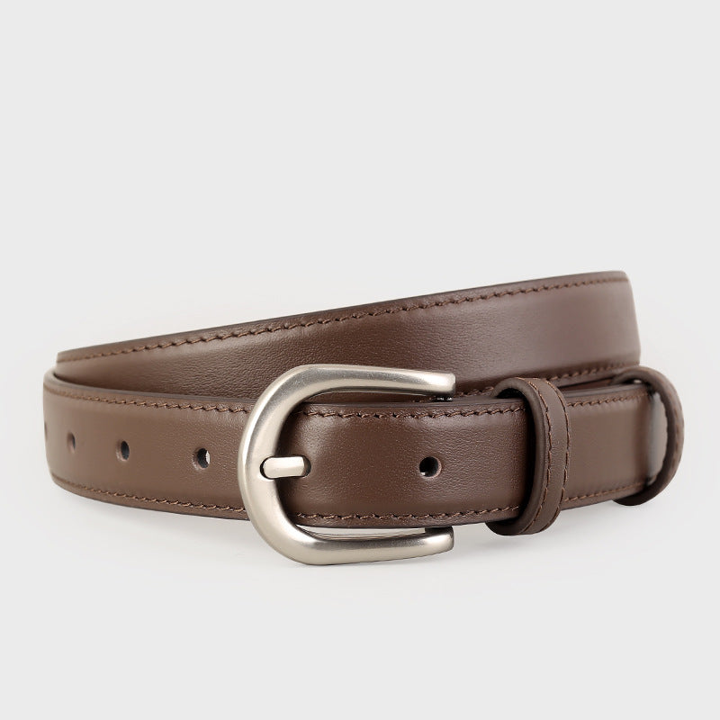Classic Leather Belt with Silver Buckle - Lilixa.store
