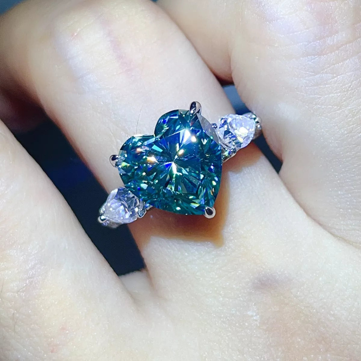 6 Carat 925 Sterling Silver Moissanite Heart Ring