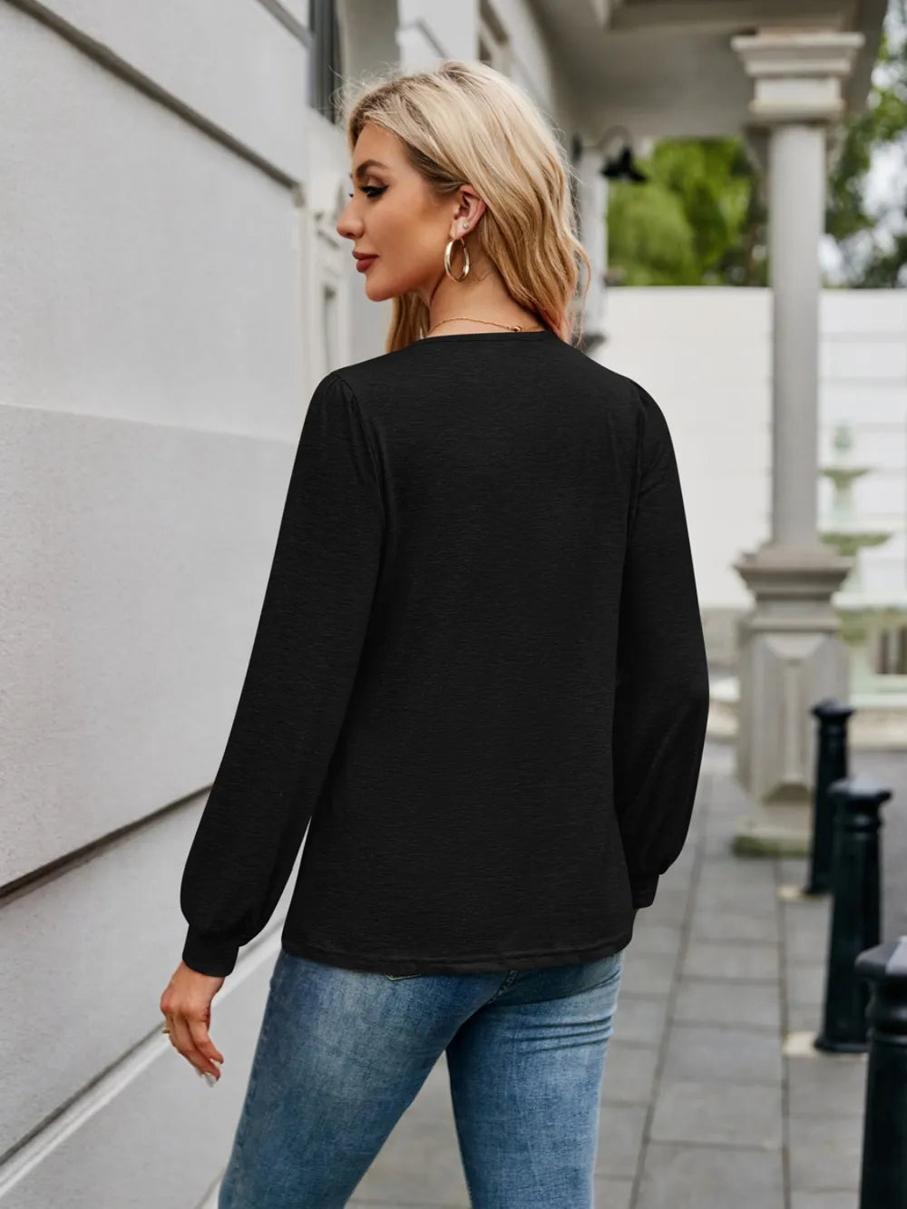 V-Neck Long Sleeve T-Shirt - Lilixa.store