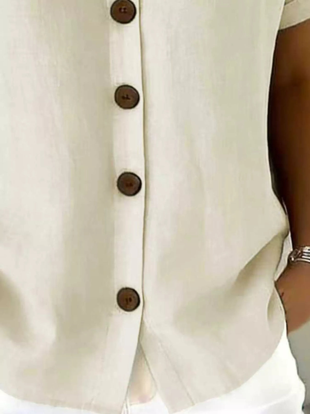Full Size Button-Down Short Sleeve Shirt Plus Size - Lilixa.store