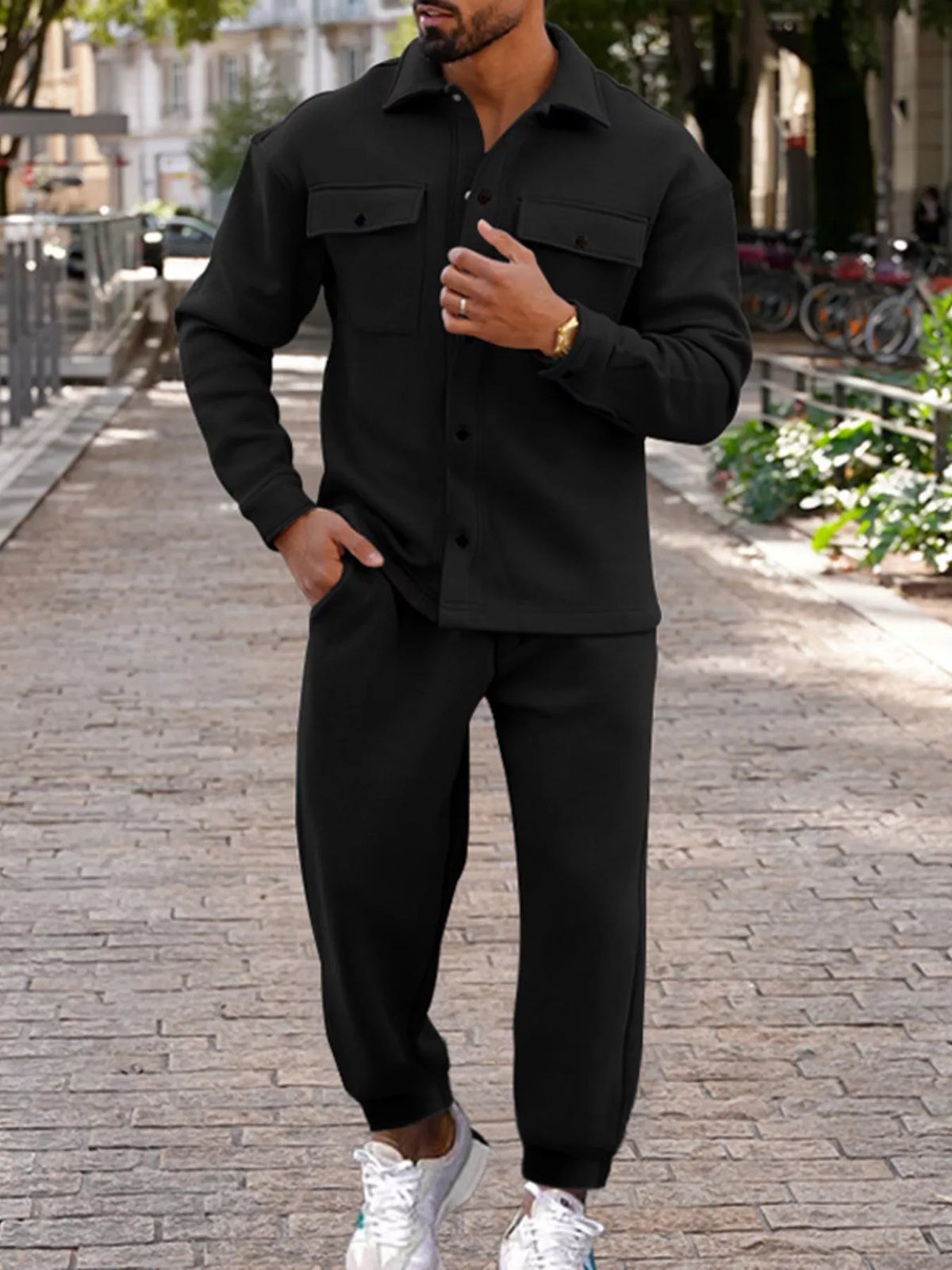 Men's Full Size Long-Sleeve Shirt and Joggers Set Plus Size - Lilixa.store