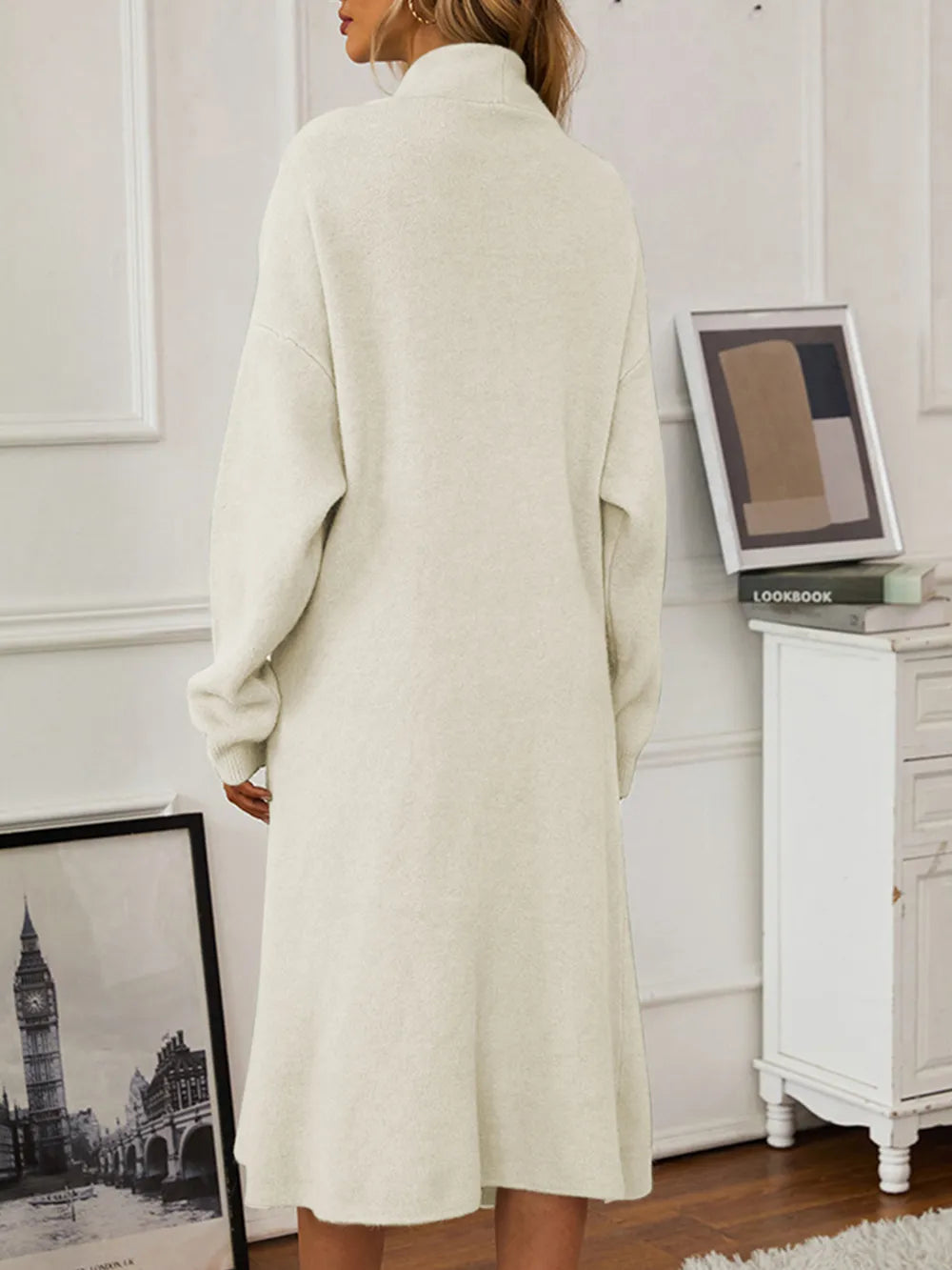 V-Neck Cami Dress and Open Front Cardigan Sweater Set, view 13