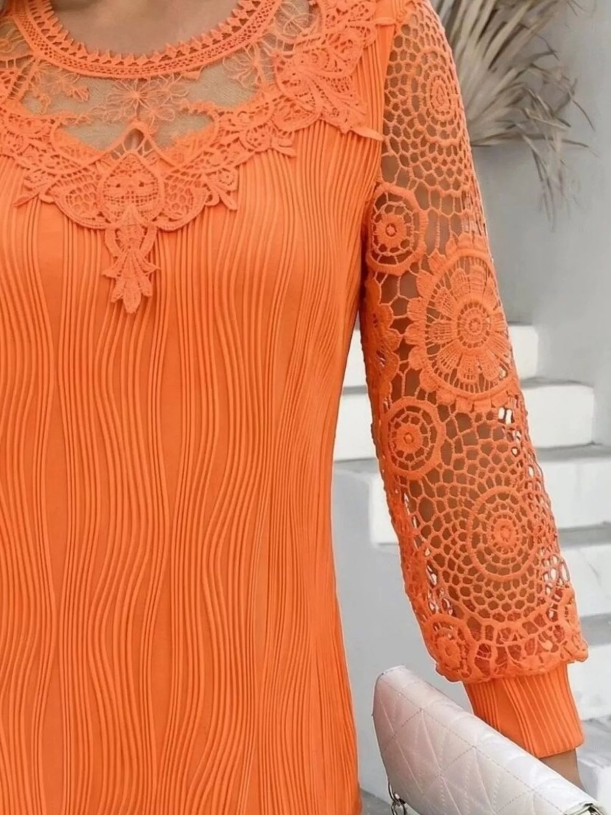 Lace Patchwork Long Sleeve Blouse - Lilixa.store