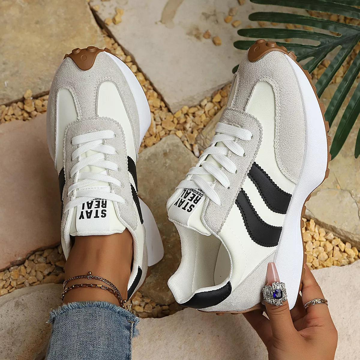 Round Toe Lace Up Sneakers