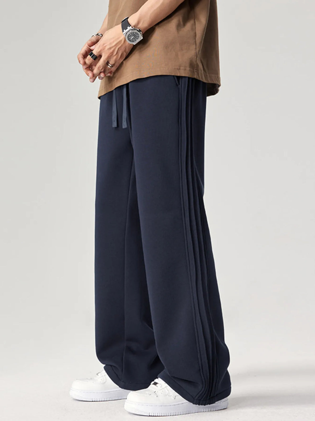 Men's Plus Size Casual Loose Fit Pants in Dark Gray