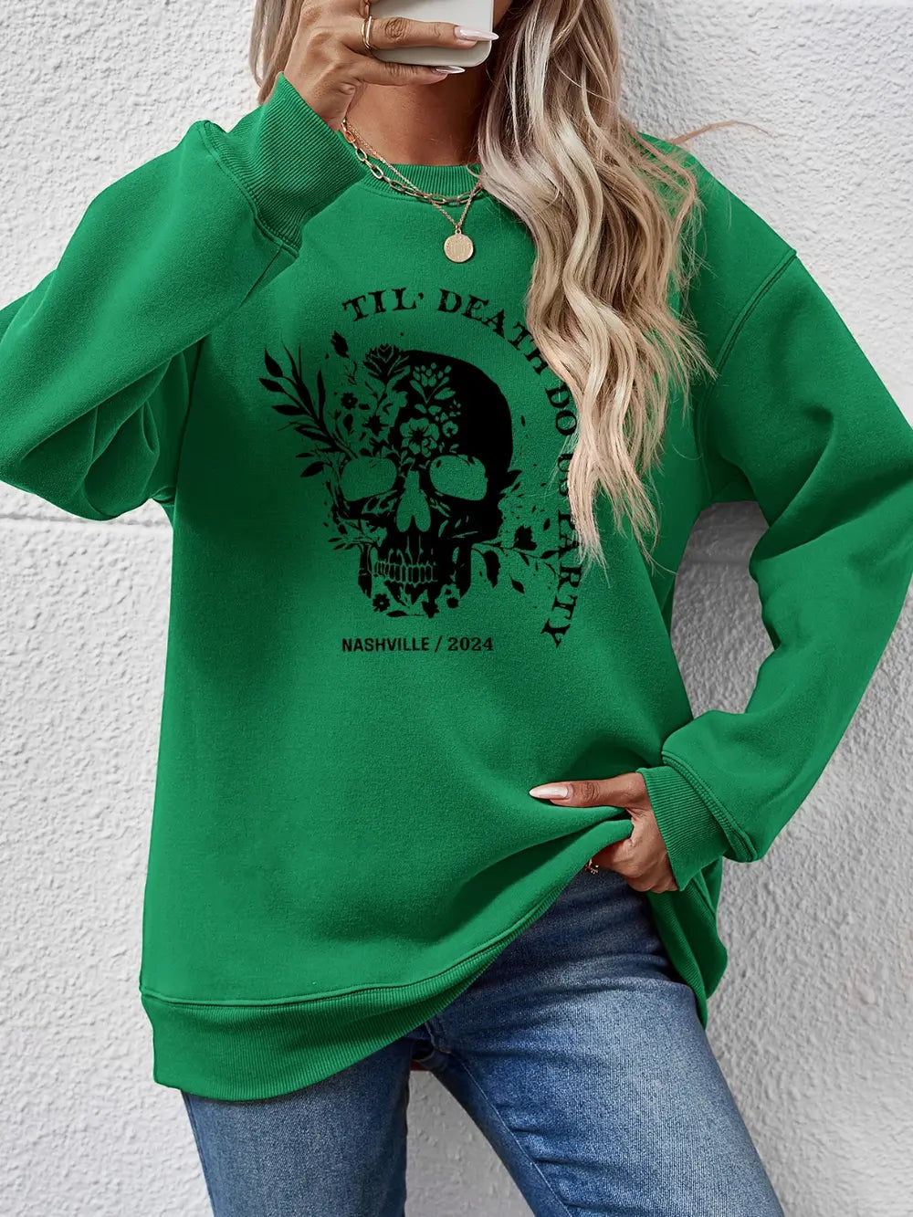 Graphic Round Neck Dropped Shoulder Sweatshirt - Lilixa.store