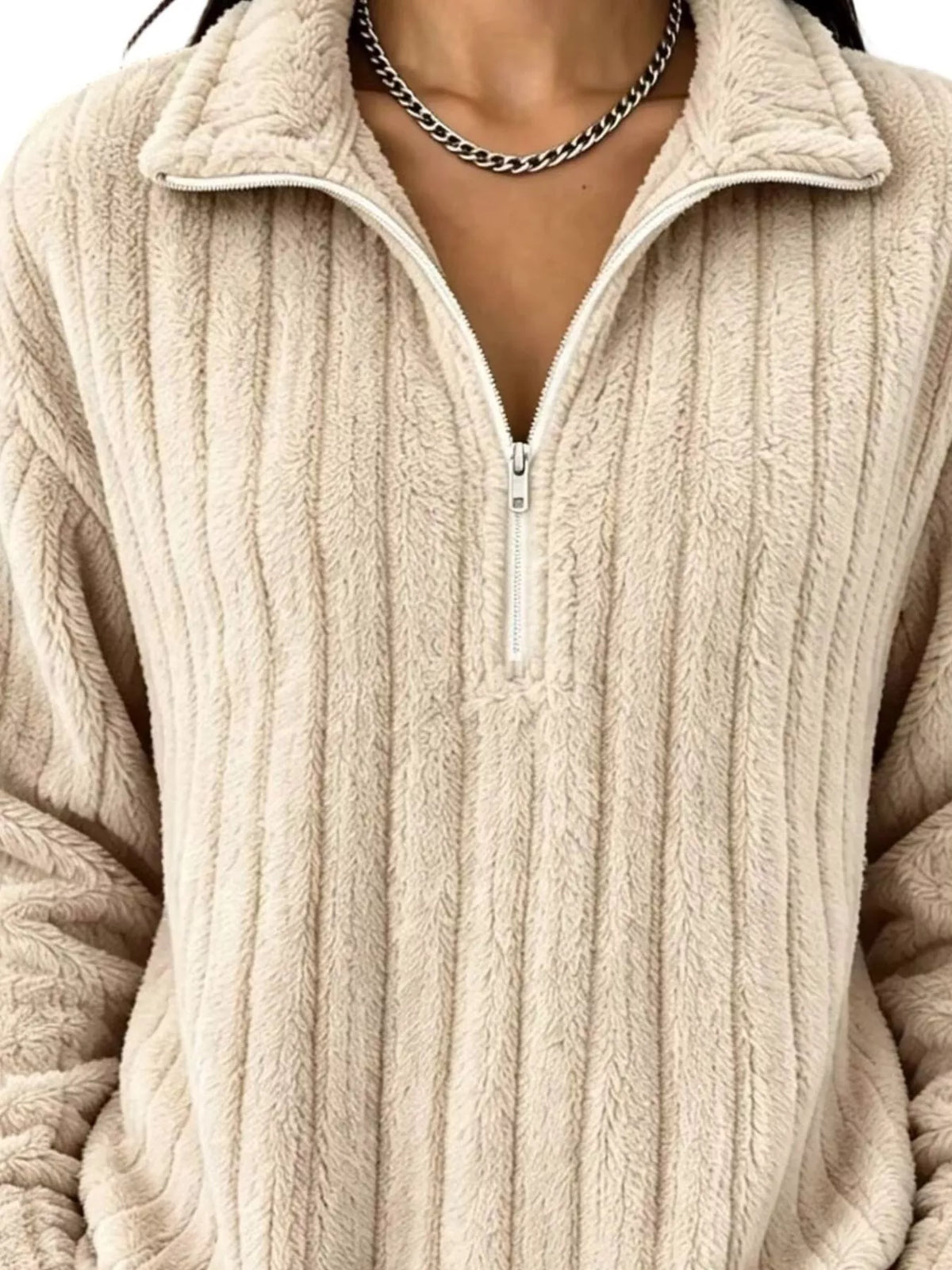Quarter-Zip Dropped Shoulder Sweatshirt - Lilixa.store