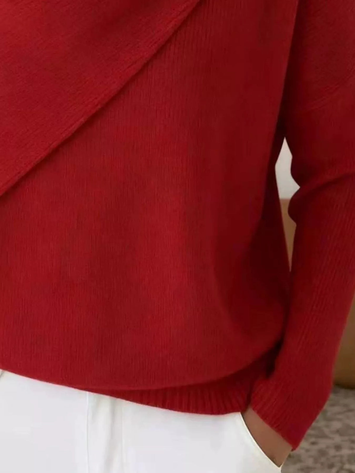 Full Size Solid Color Cowl Neck Sweater Plus Size