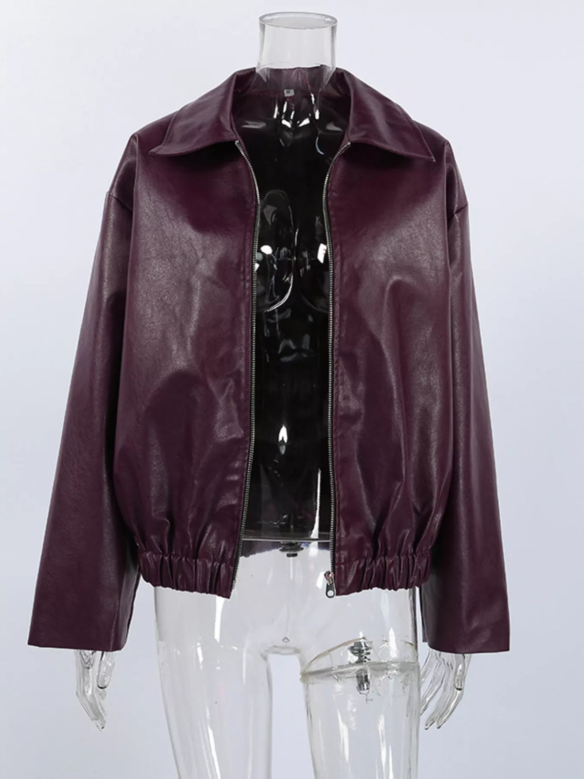 Faux Leather Zip Up Jacket - Lilixa.store
