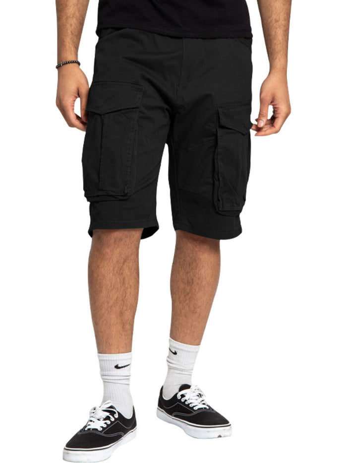 Men's Full Size Cargo Shorts with Multiple Pockets Plus Size in Black