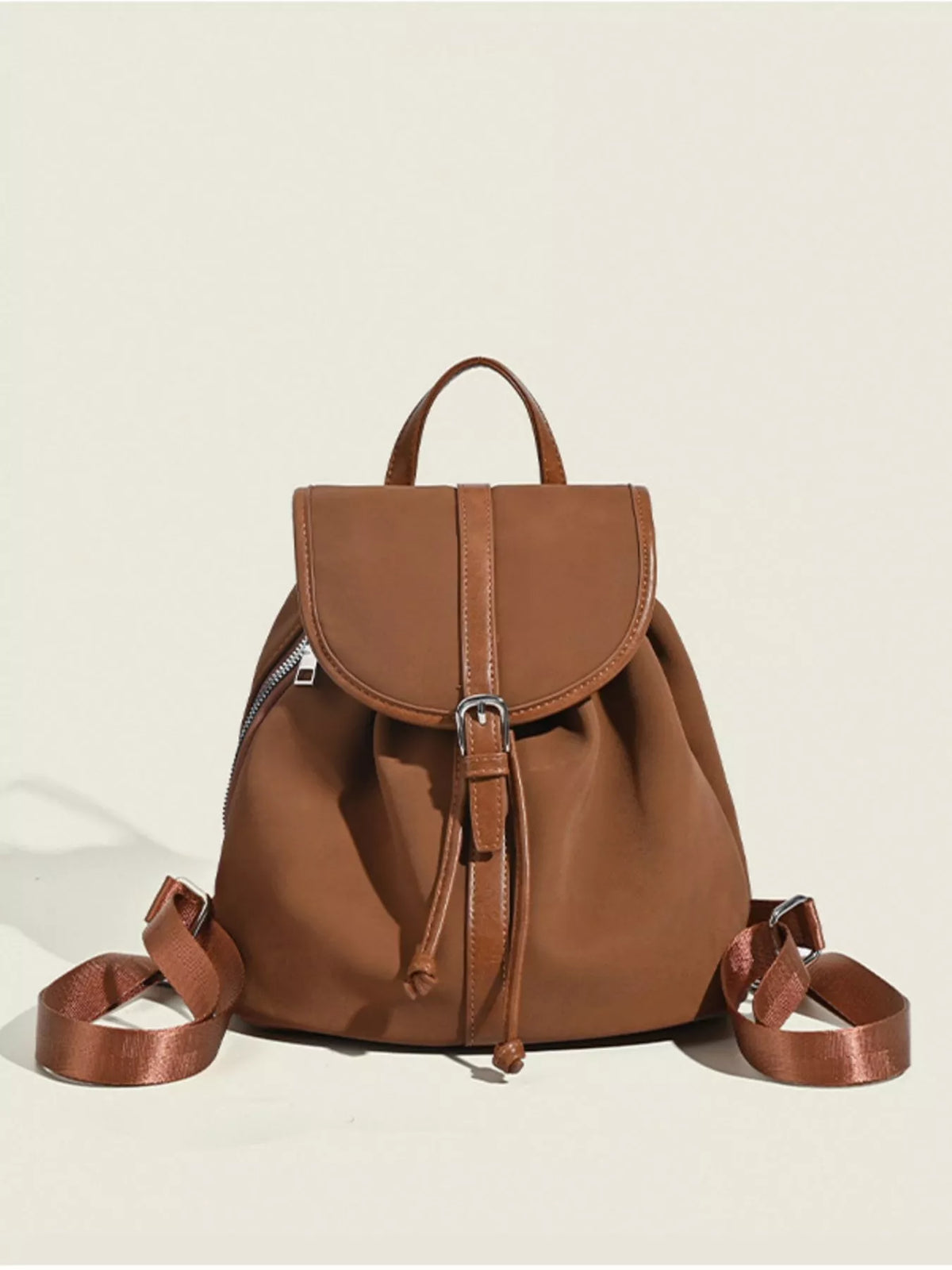 Drawstring Closure Flap Backpack Bag - Lilixa.store