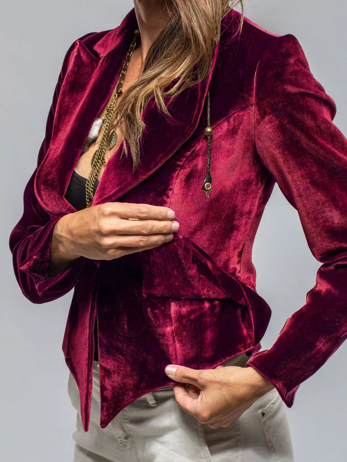 Velvet Lapel Collar One Button Blazer - Lilixa.store