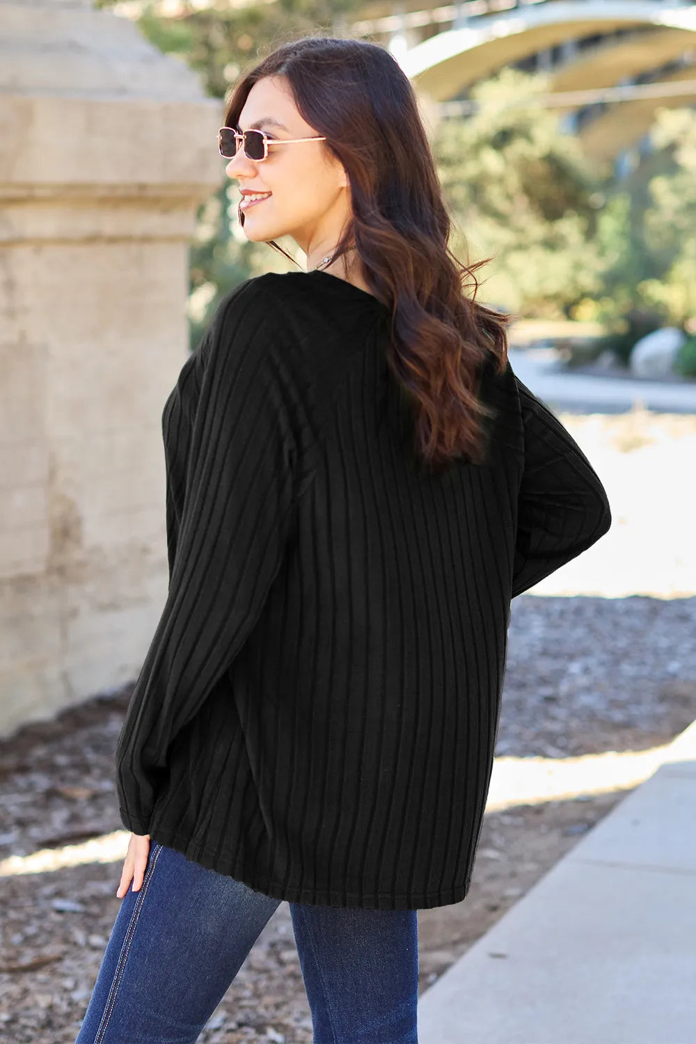 Basic Bae Full Size Ribbed Round Neck Long Sleeve Knit Top - Lilixa.store
