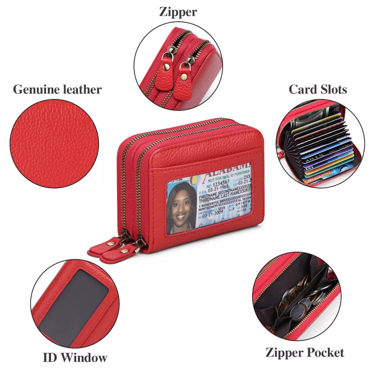 Leather Card Case with ID Window - Lilixa.store