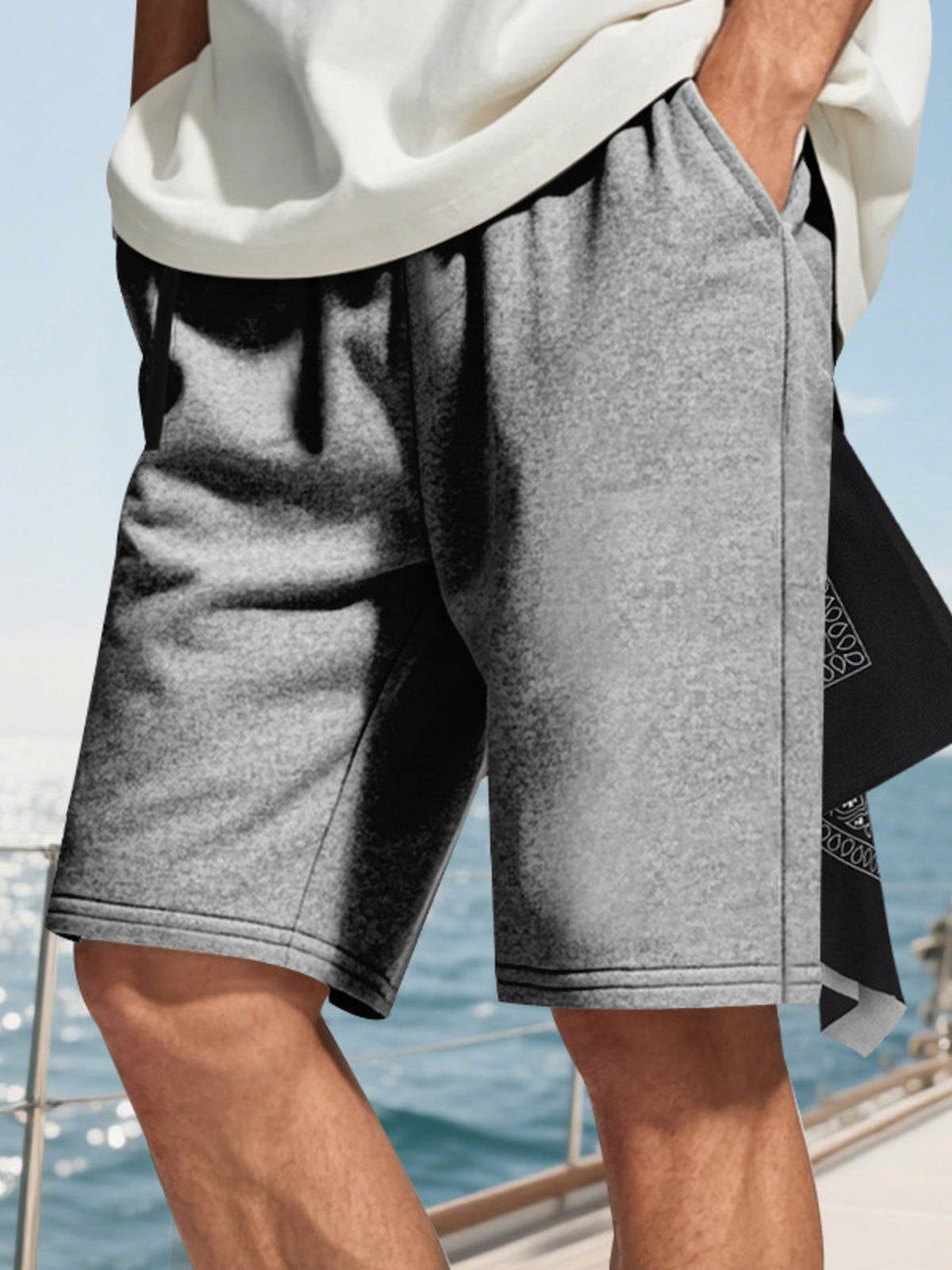Men's Full Size Drawstring Casual Shorts Plus Size in Dark Gray