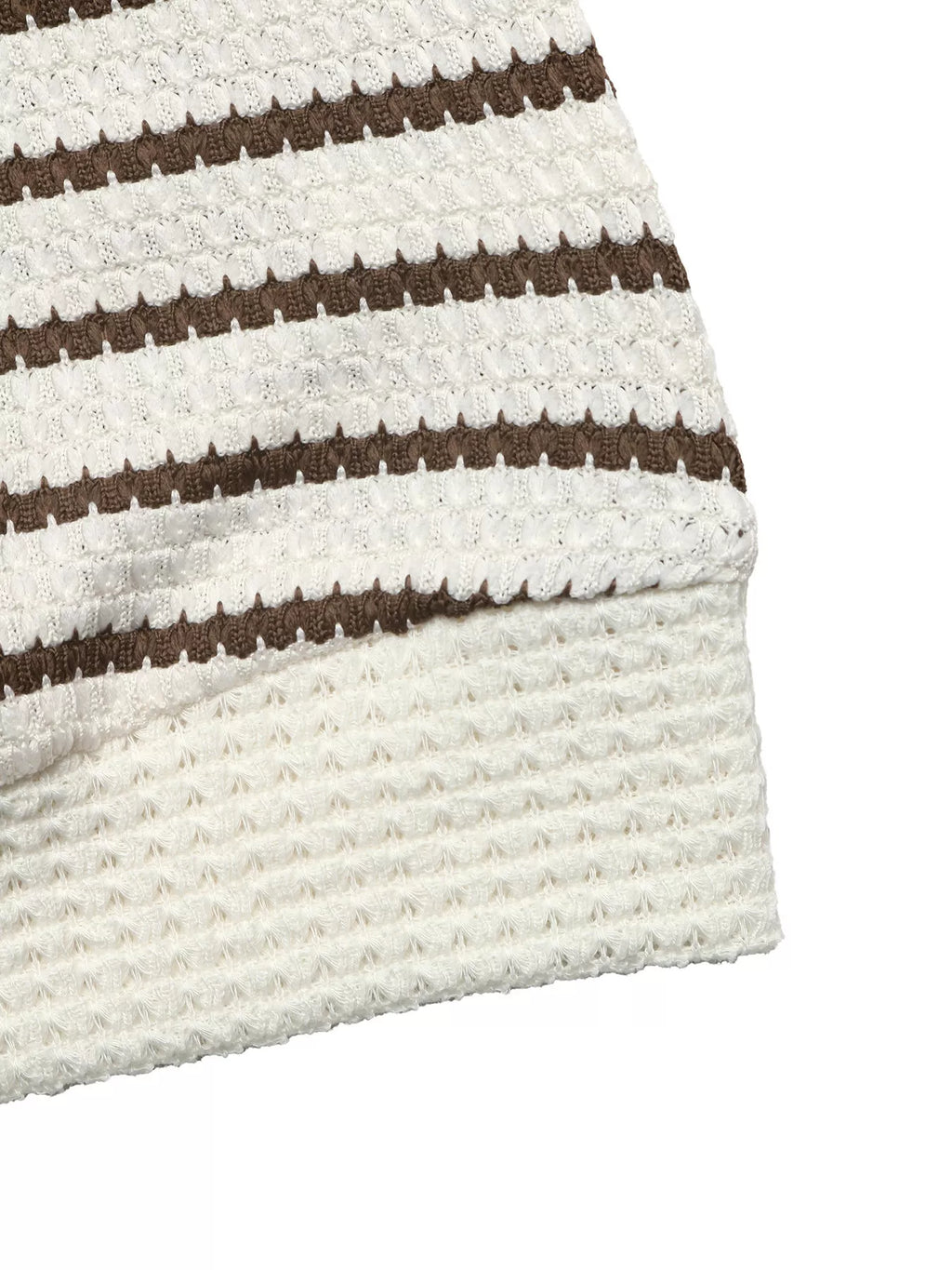 Striped Polo Collar Knit Sweatshirt - Lilixa.store