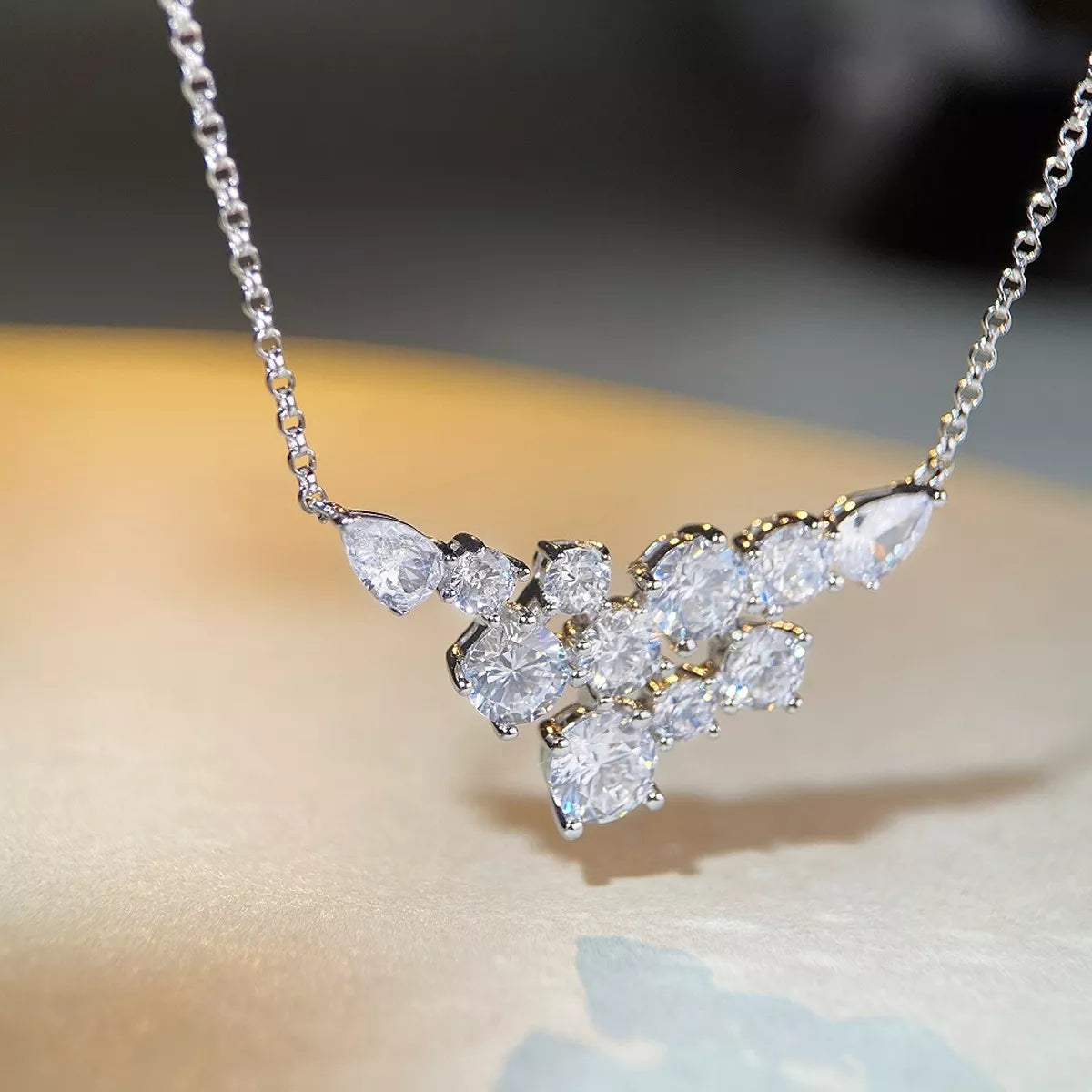 925 Sterling Silver Zircon Pendant Necklace