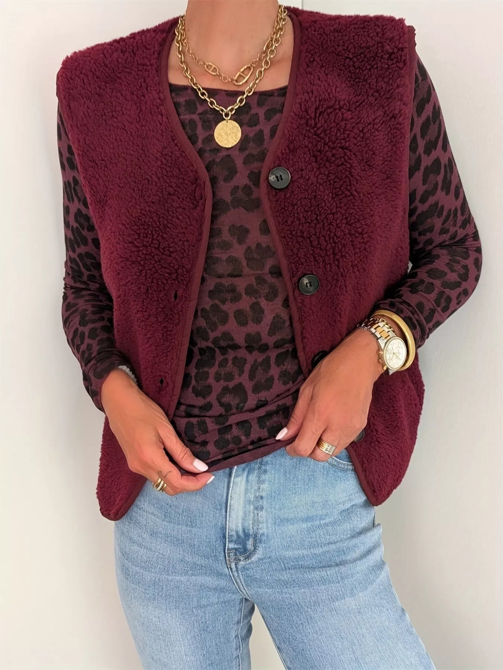 Fleece Button-Down Vest Coat - Lilixa.store