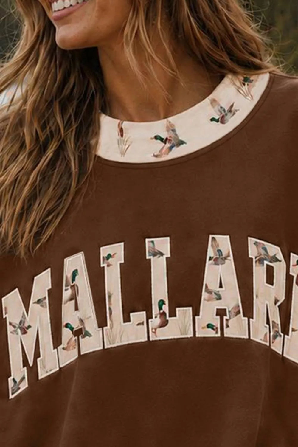 Mallard Oversized Sweatshirt with Contrast Trim in Brown, view 3