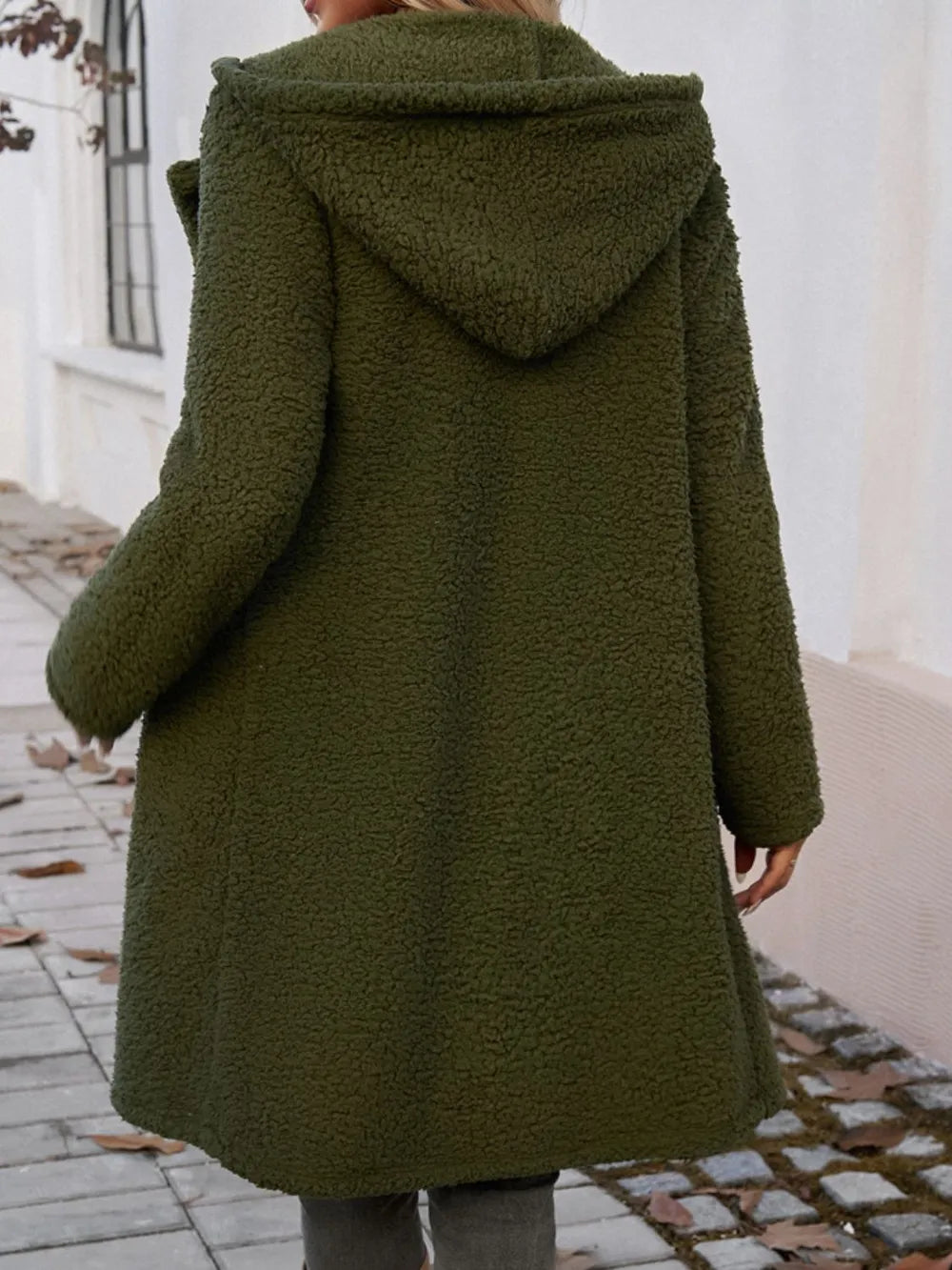 Devine Pocketed Long Sleeve Hooded Teddy Coat - Lilixa.store