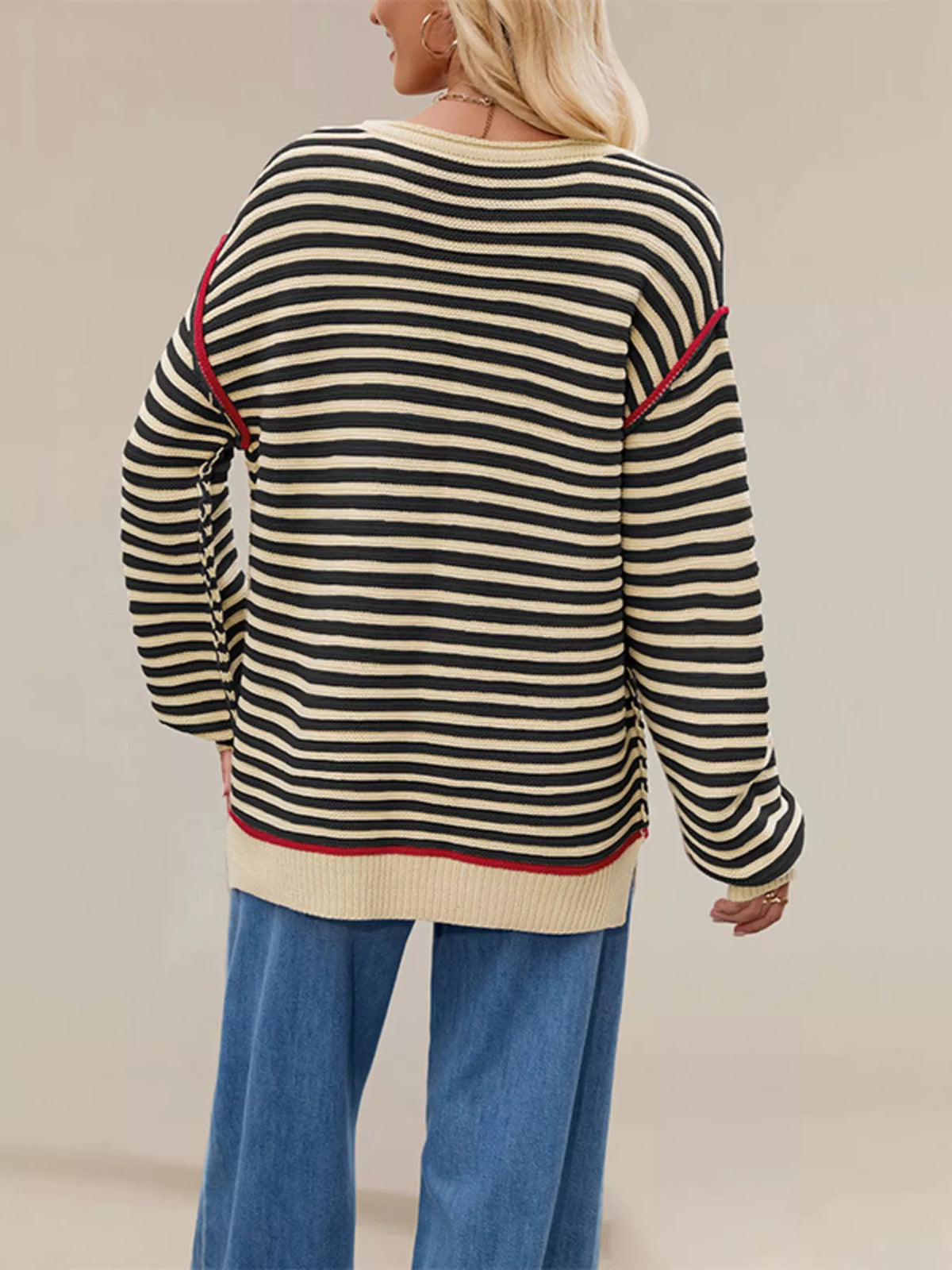 Oversized Striped Dropped Shoulder Sweater