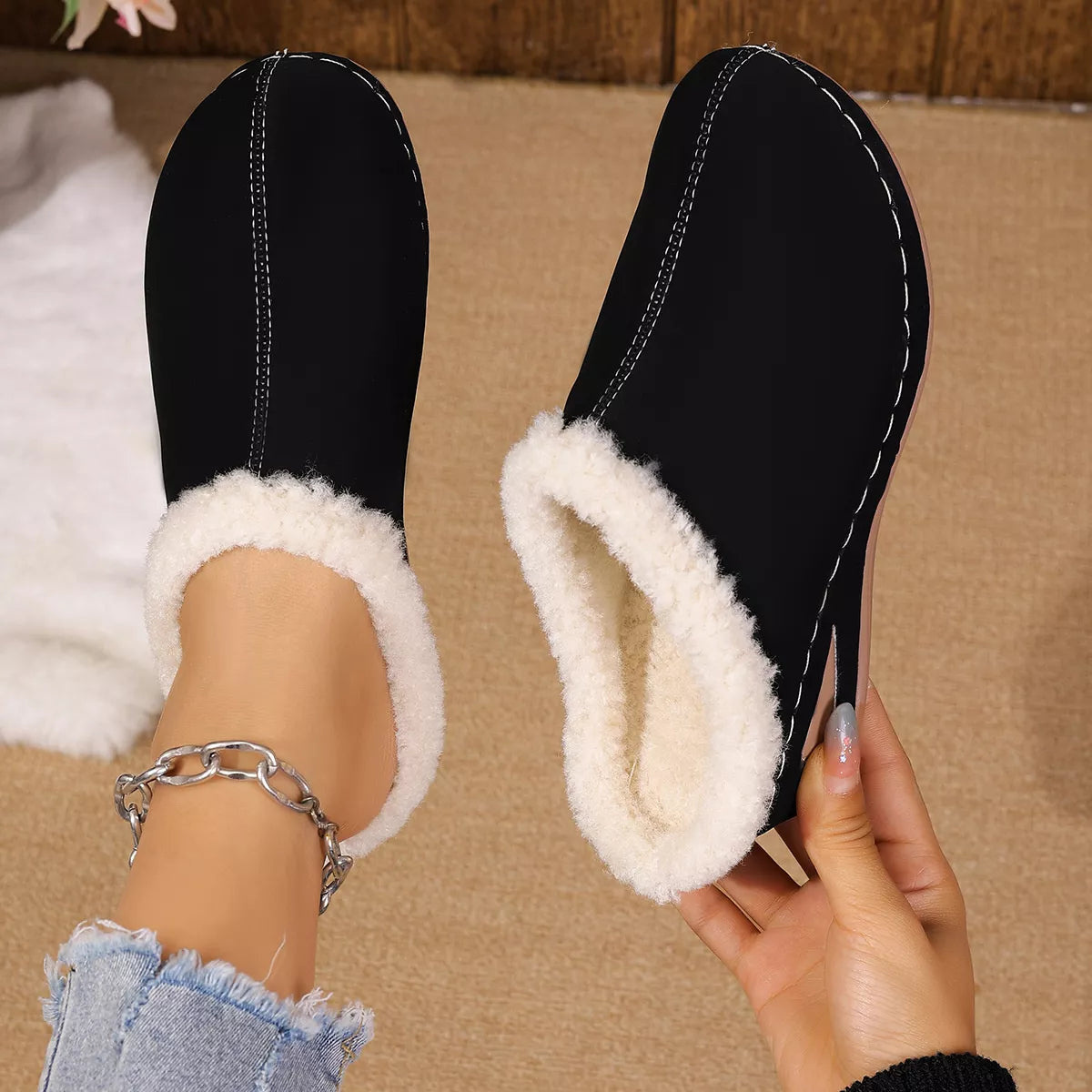 Cozy Plush Lined Wedge Slippers - Lilixa.store