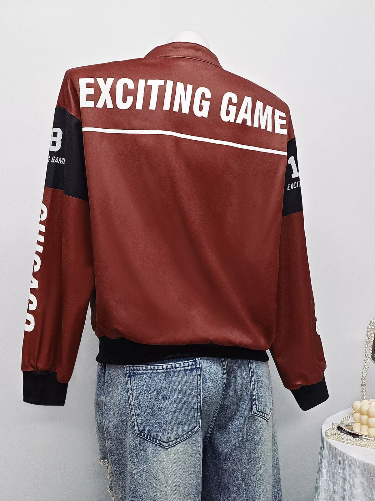 Letter Print Zip Up Jacket - Lilixa.store