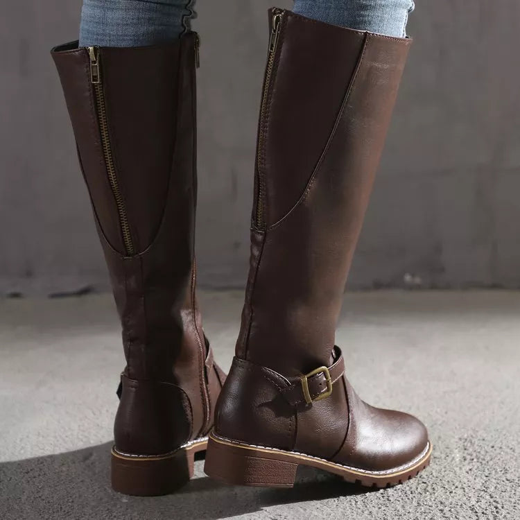 Round Toe Block Heels Boots, view 7