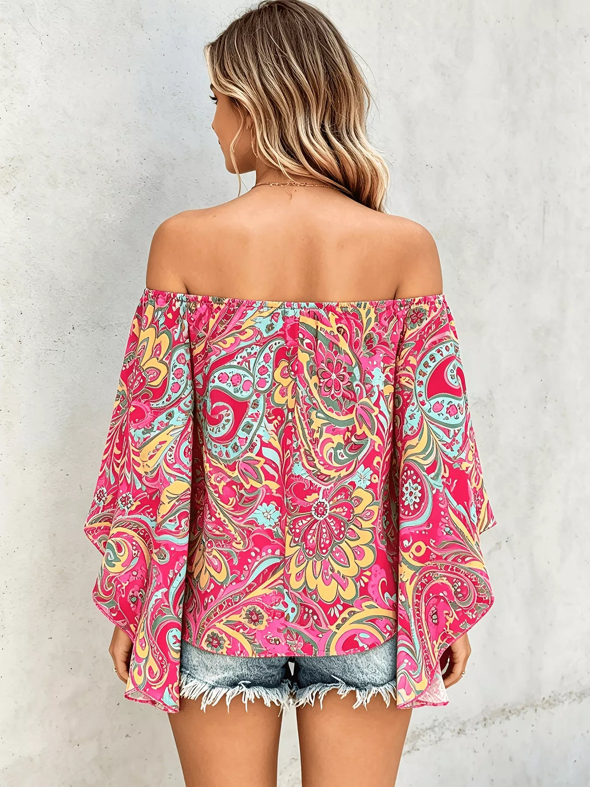 Printed Off Shoulder Blouse, view 4