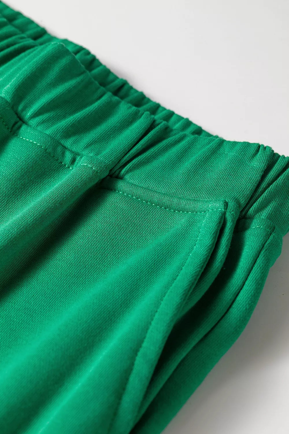 Solid Color Hooded Long Sleeve Elastic Waist Pocket Pants Set in Dark Green, view 6