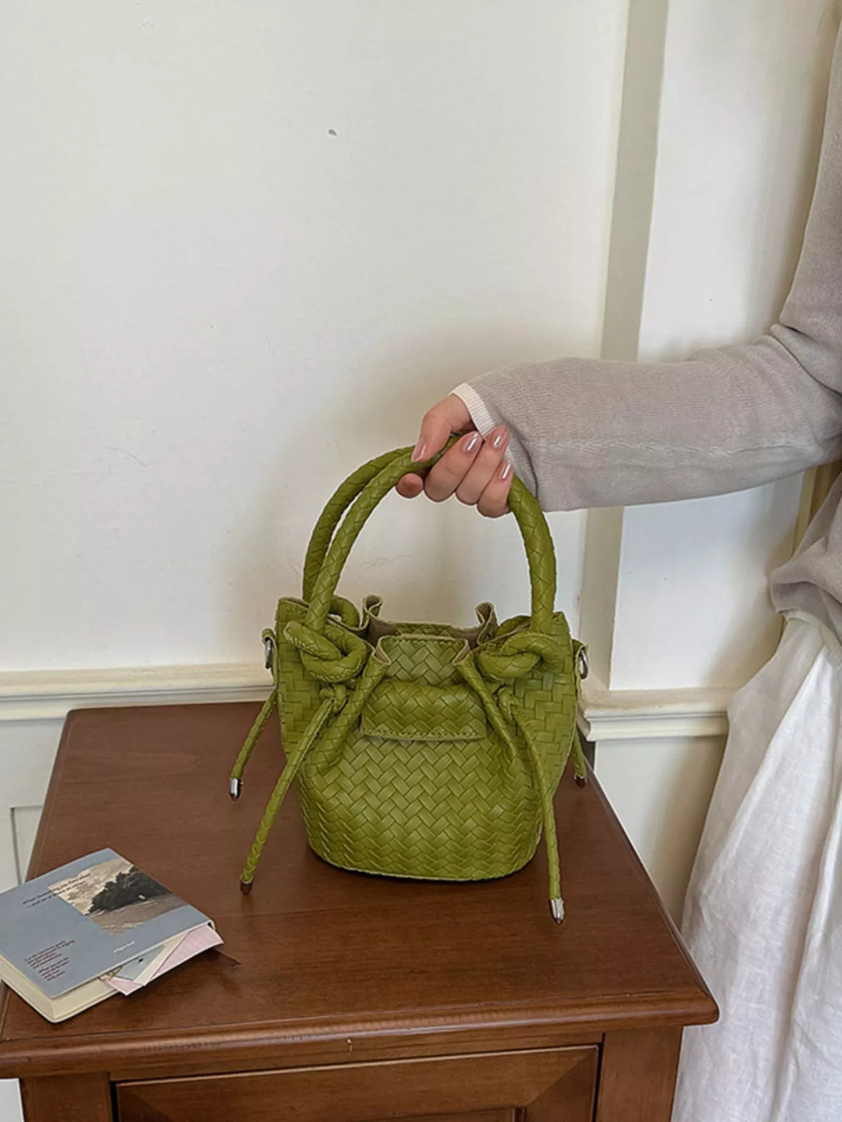 Woven Bucket Crossbody Bag