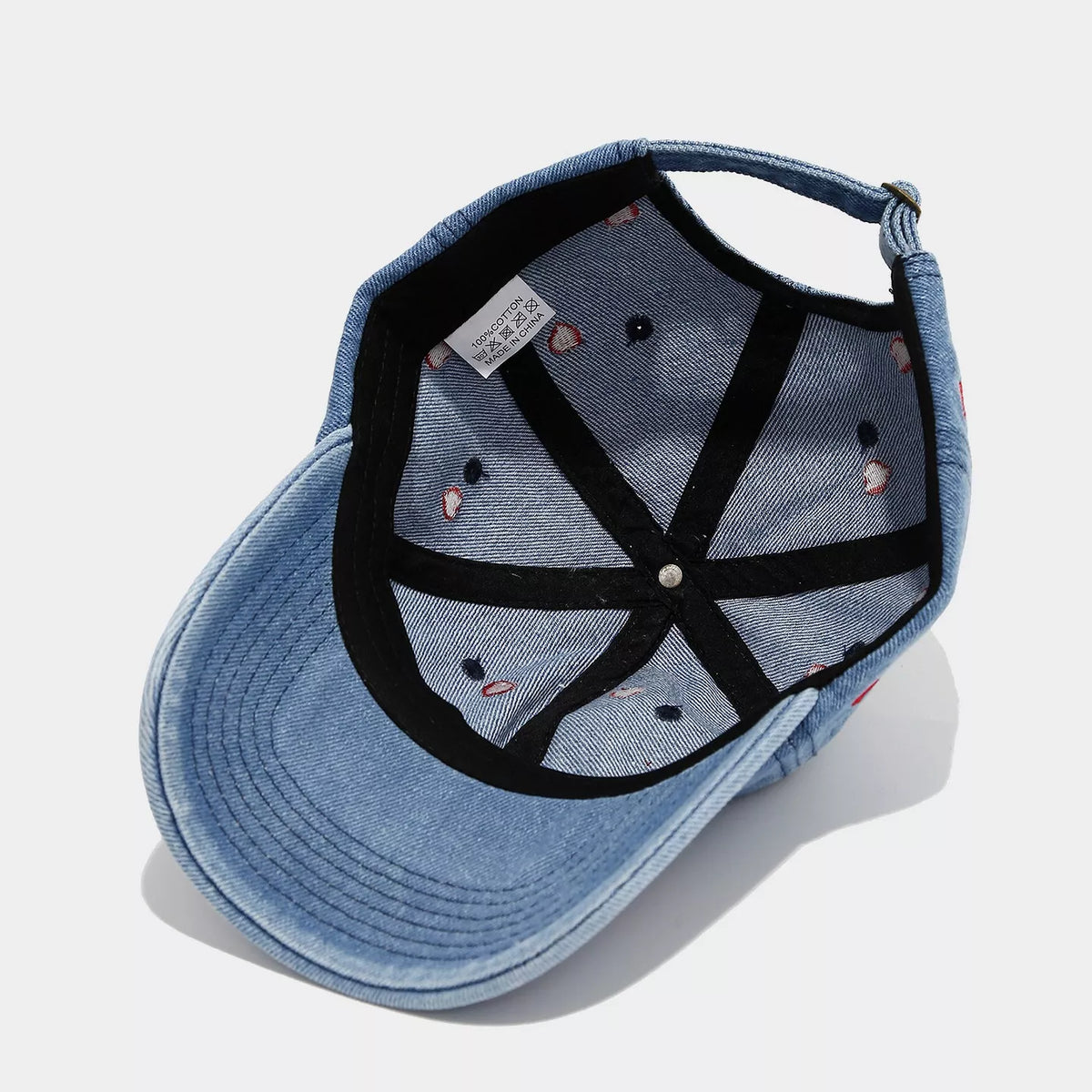 Embroidered Heart Denim Baseball Cap - Lilixa.store
