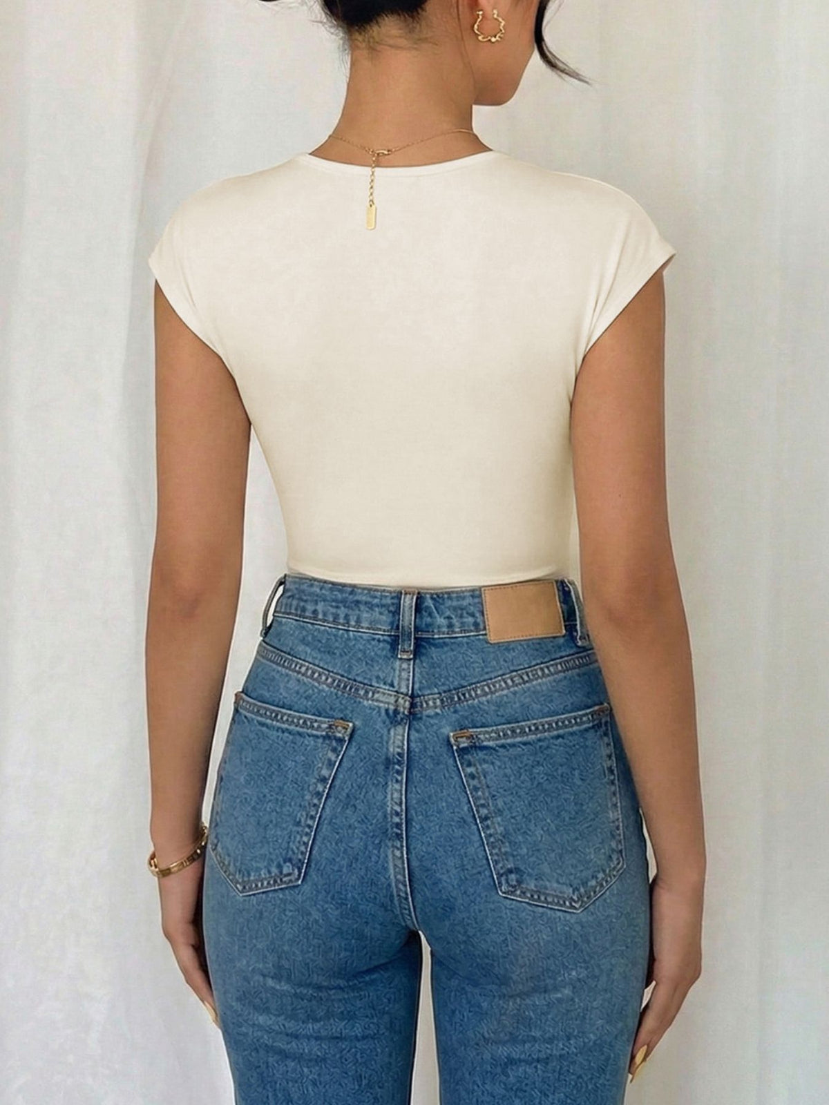Surplice Cap Sleeve Bodysuit - Lilixa.store