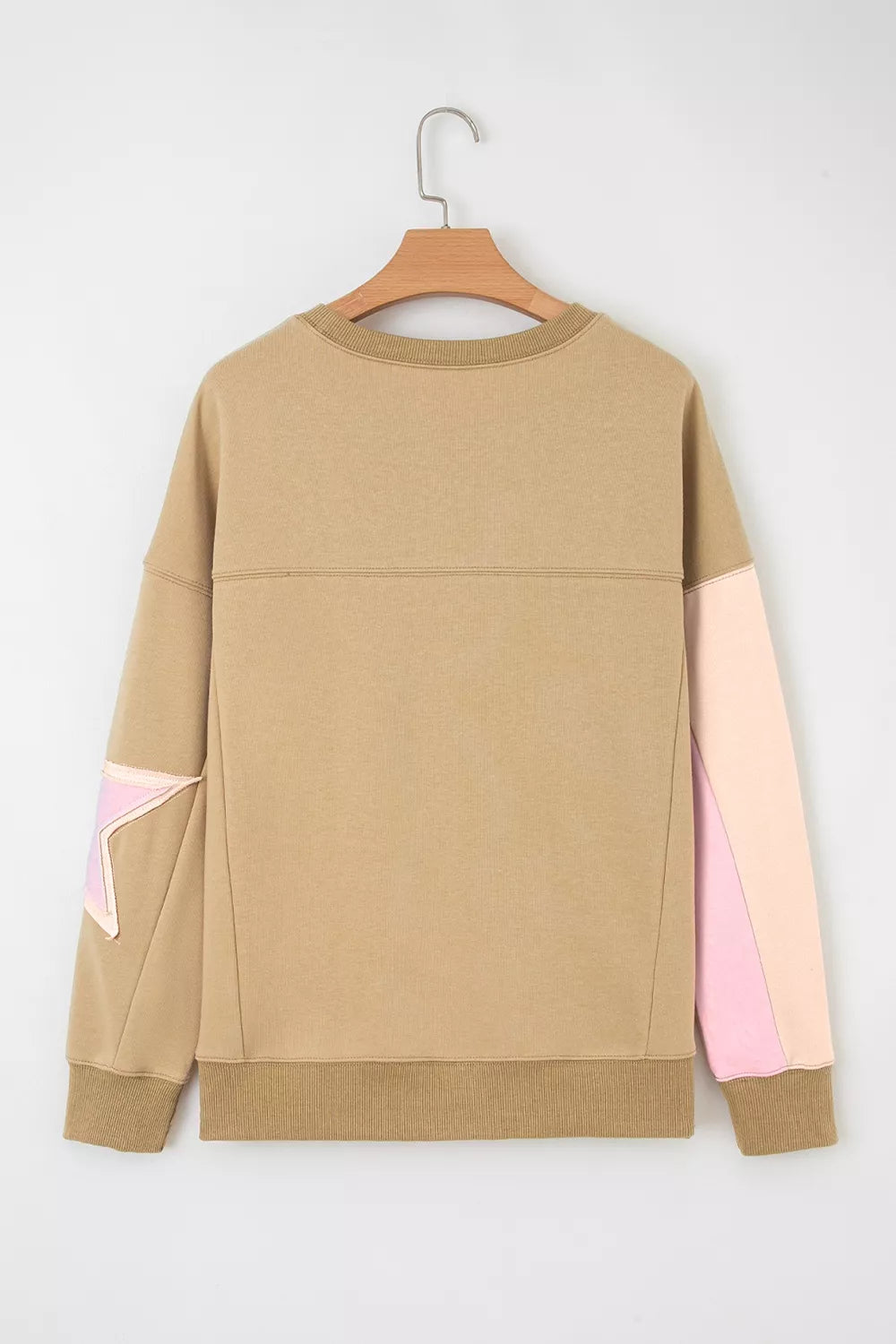 Star Patch Crew Neck Sweatshirt in Tan, view 11