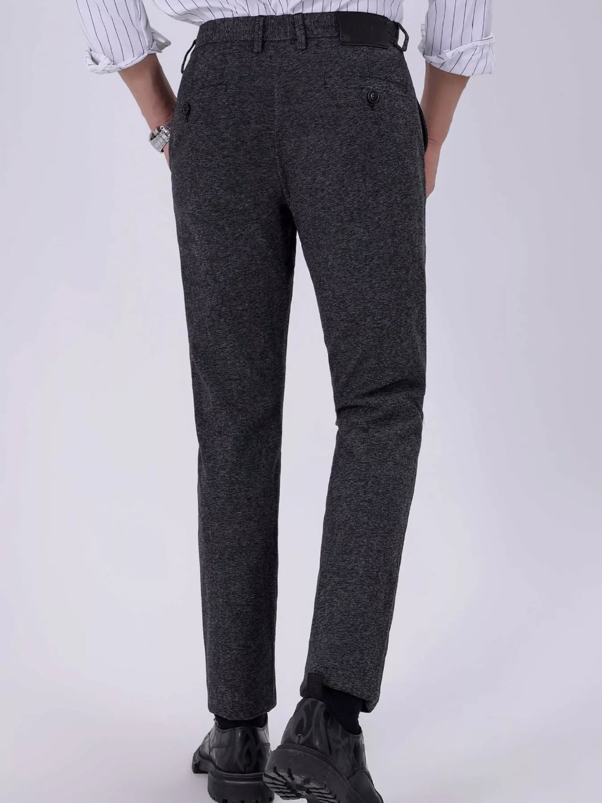 Men's Slim Fit Pants in Dark Gray, view 4
