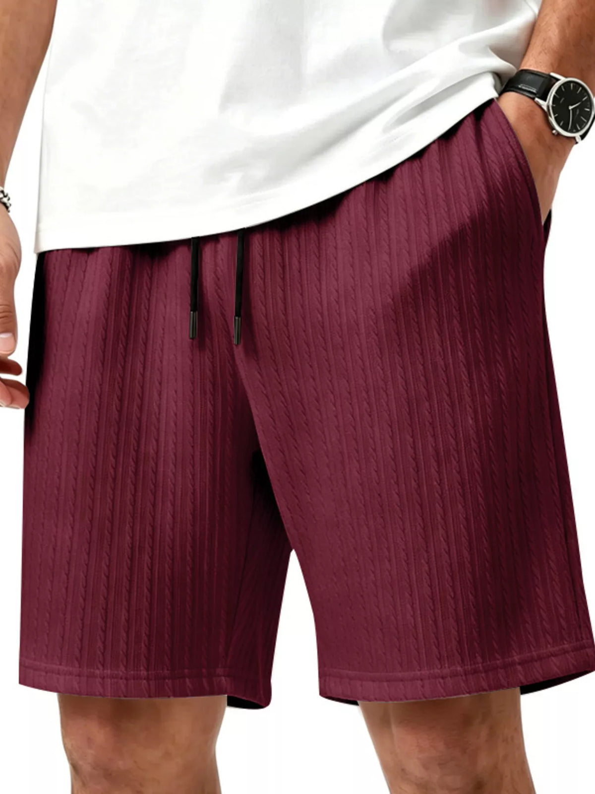 Men's Full Size Casual Texture Drawstring Shorts Plus Size - Lilixa.store