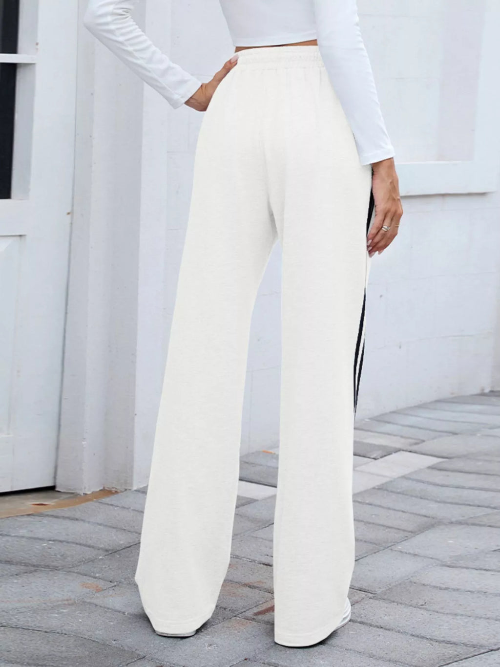 Side Striped Wide Leg Pants - Lilixa.store