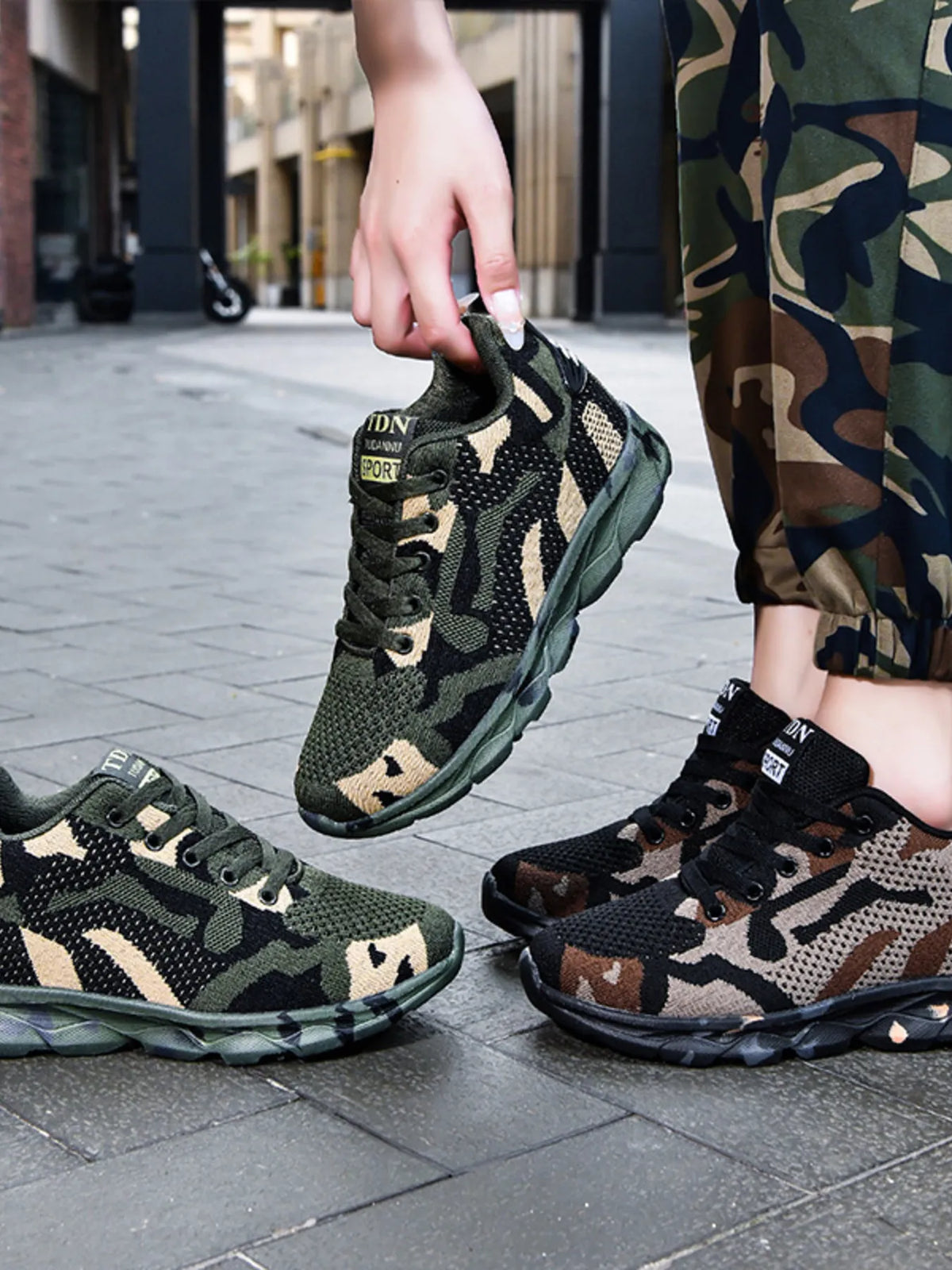Camouflage Mesh Athletic Sneakers, view 2