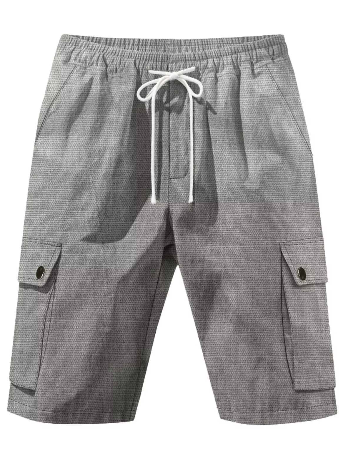 Men's Full Size Casual Drawstring Cargo Shorts Plus Size in Dark Gray