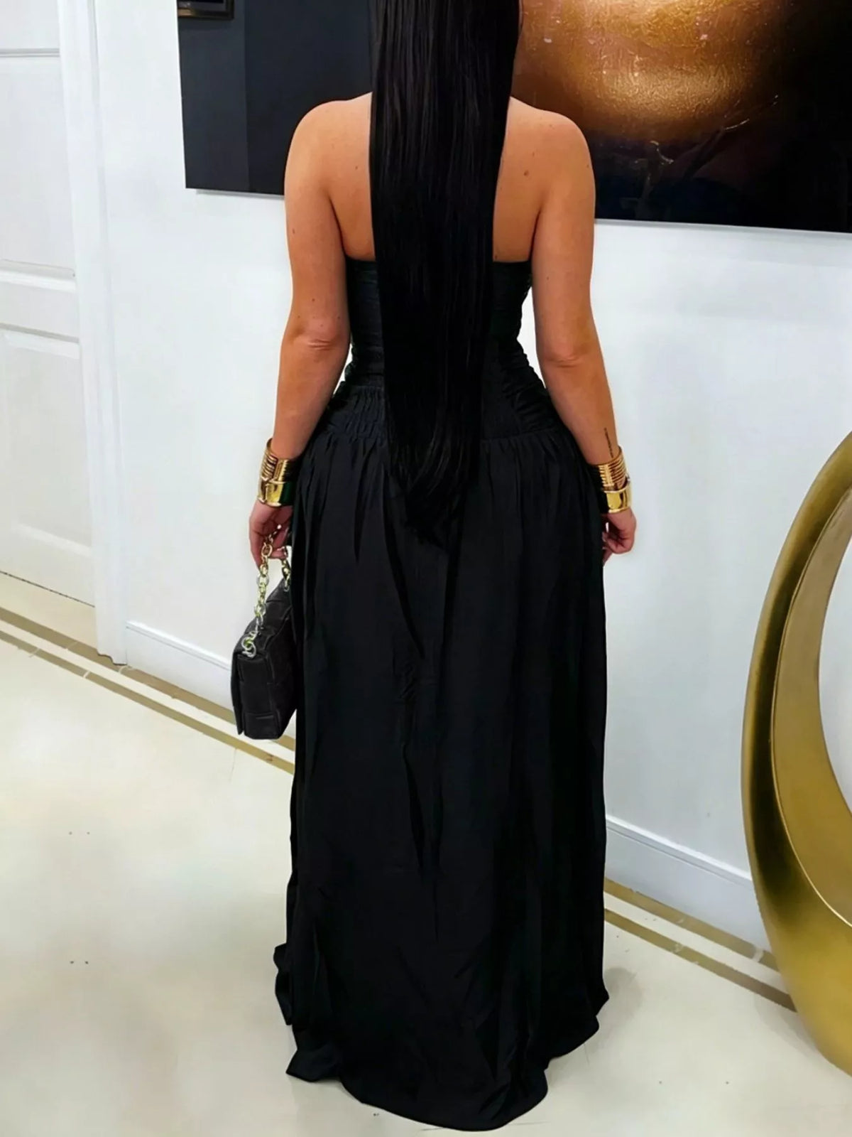 Halter Neck Cut-Out Maxi Dress with Front Slit - Lilixa.store