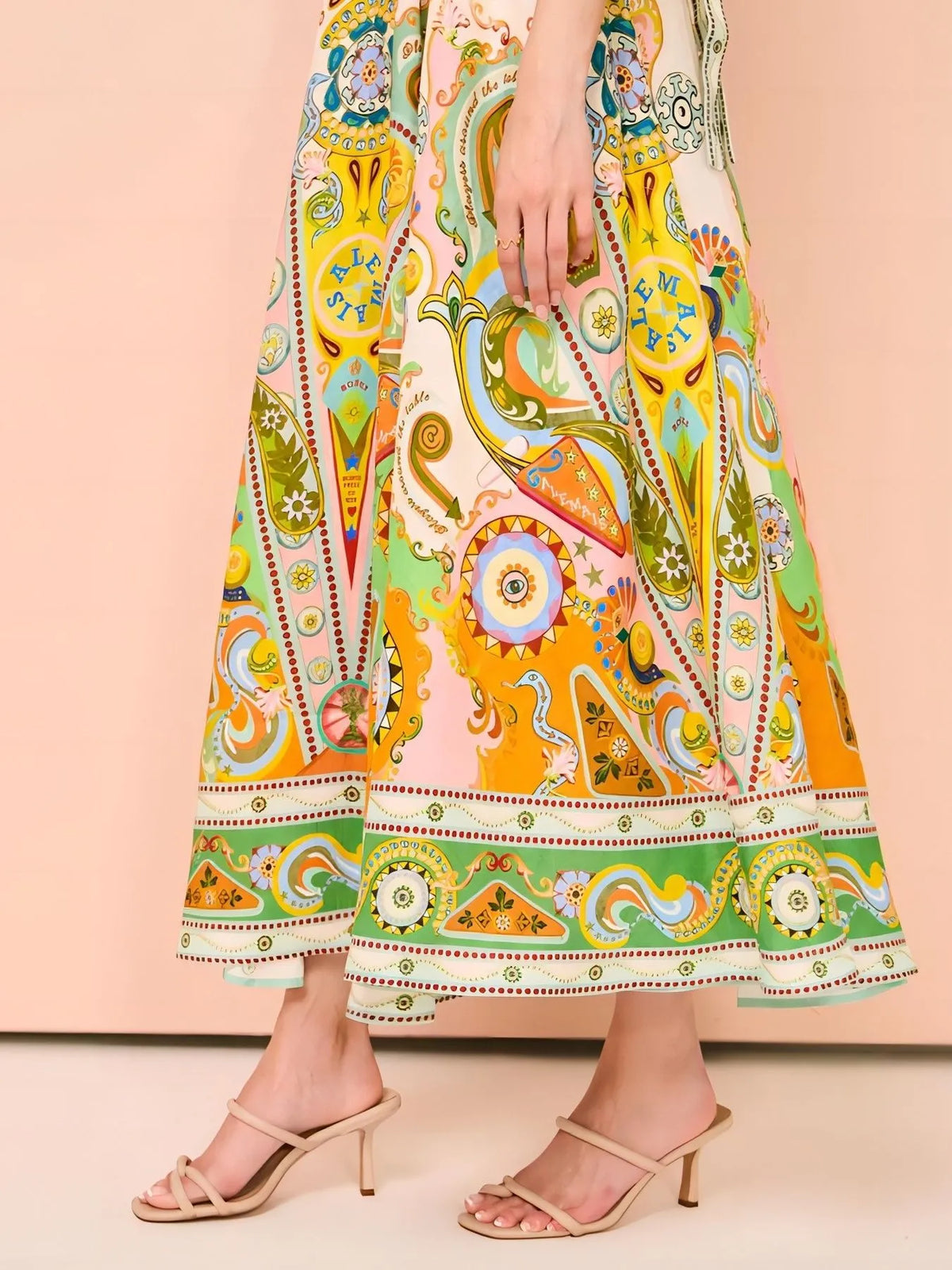Paisley Print Square Neck Summer Dress - Lilixa.store