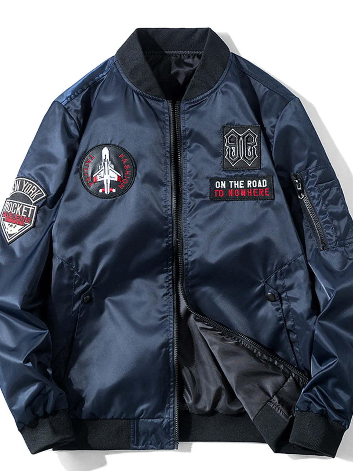 Men's Plus Size Zip Up Long Sleeve Bomber Jacket - Lilixa.store