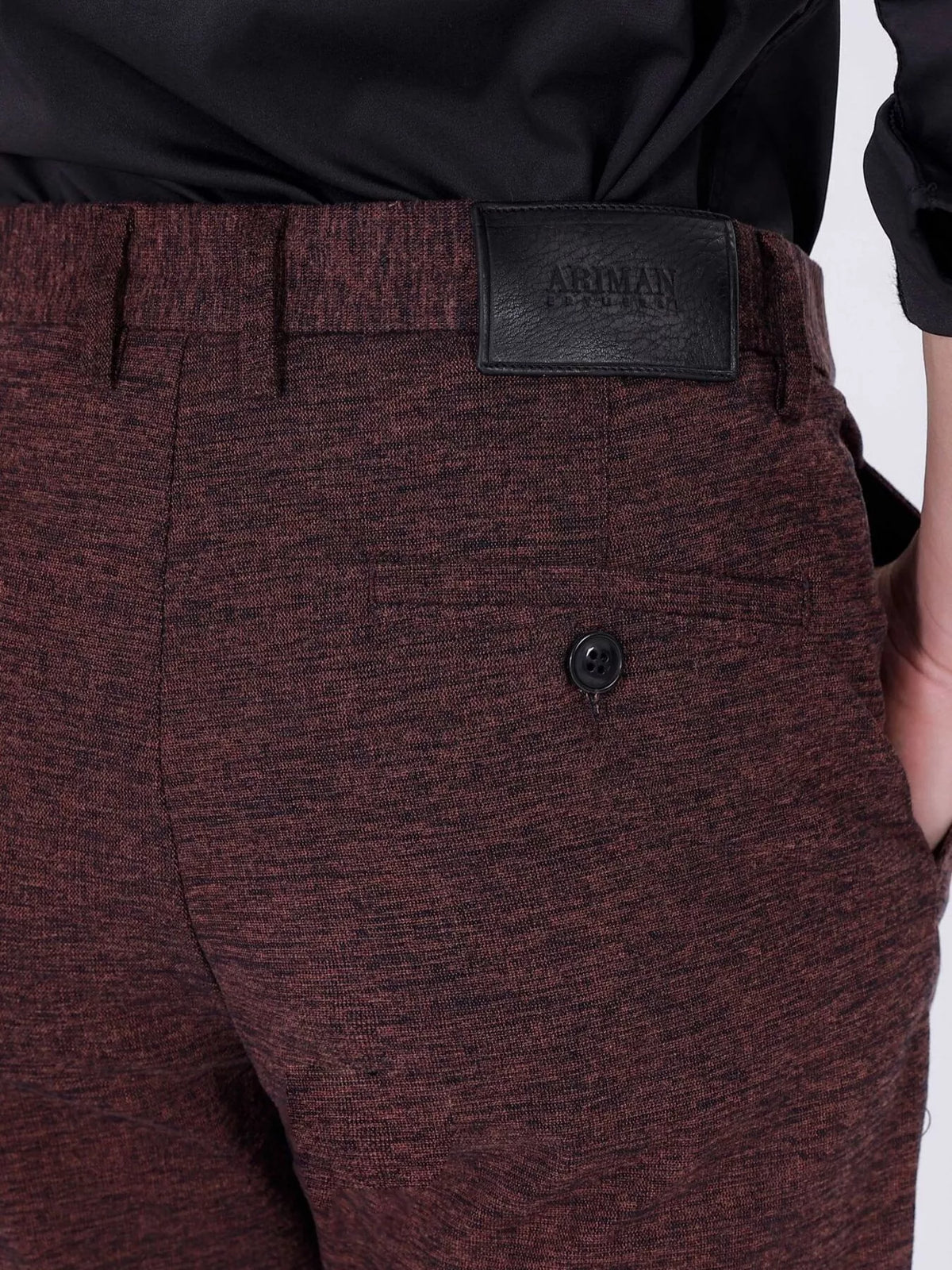 Men's Textured Slim-Fit Pants in Burgundy, view 5