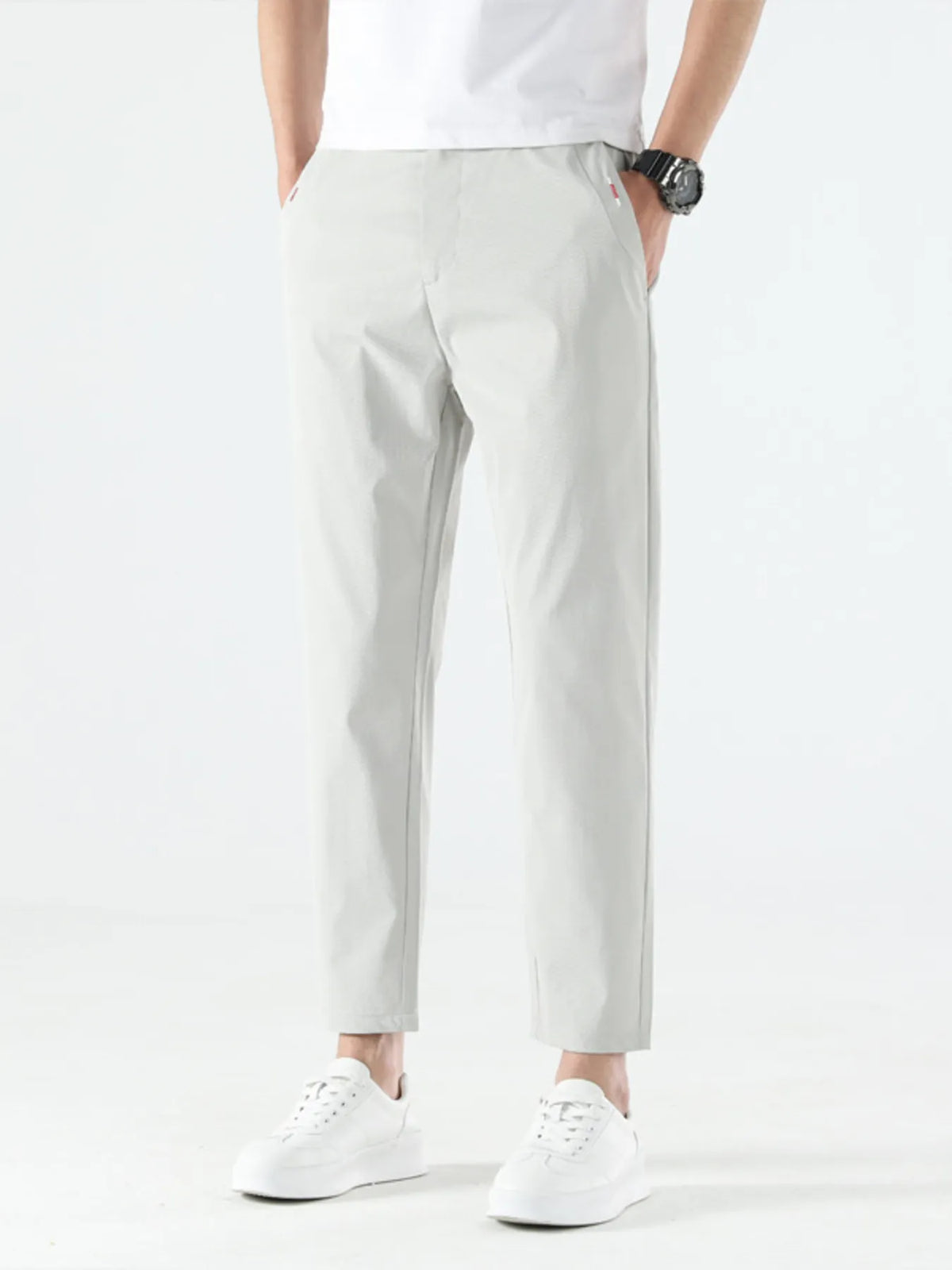 Men's Straight Leg Casual Pants in Beige
