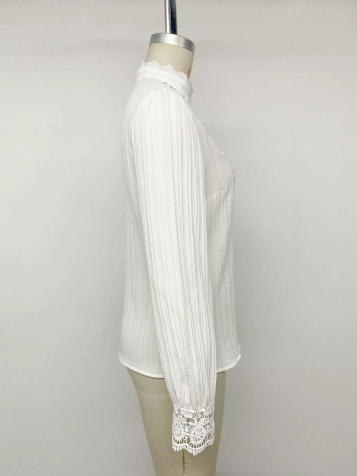 Lace Detail Long Sleeve Shirt - Lilixa.store