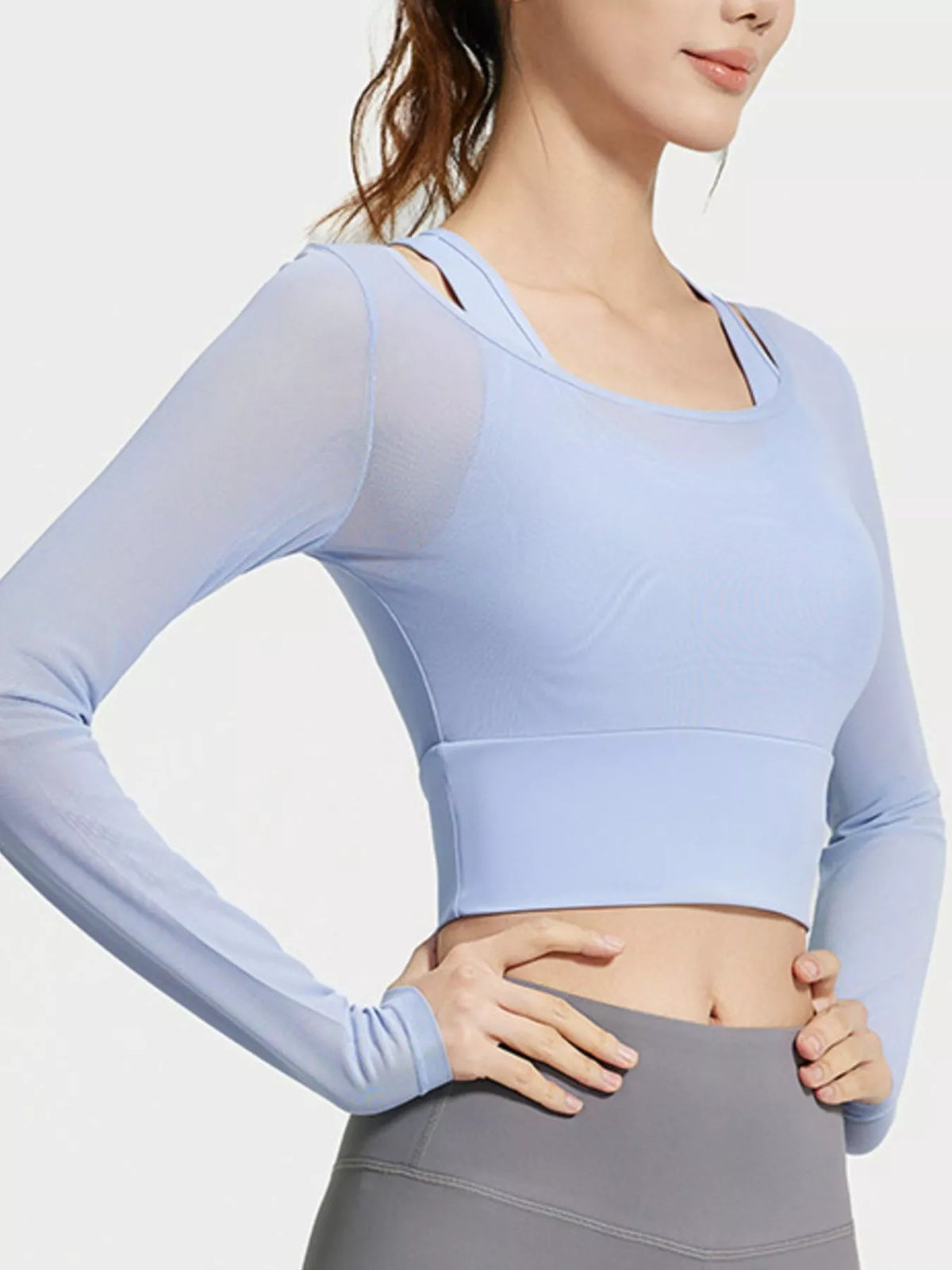 Long Sleeve Active T-Shirt with Built-in Bra