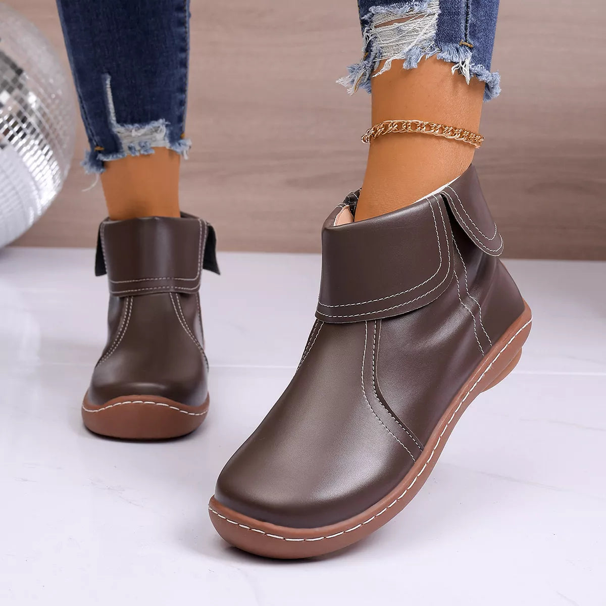Round Toe Side Zipper Boots - Lilixa.store