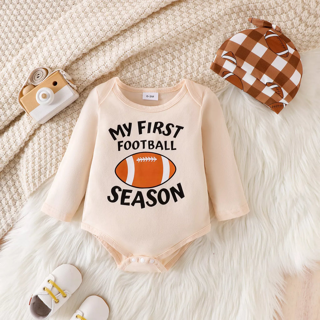 Children's My First Football Season Bodysuit and Pants Set with Hat - Lilixa.store